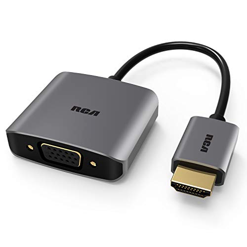Product Cover RCA HDMI to VGA Adapter with Micro USB and Audio Port, Gold-Plated HDMI to VGA Adapter (Male to Female) for Computer, Desktop, Laptop, PC, Monitor, Projector, HDTV, and More