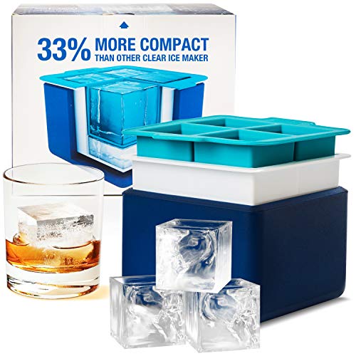 Product Cover Eparé Clear Ice System - Mold Makes 4 Large Crystal Clear Ice Cubes - Compact Tray Makes Perfect 2 Inch Block Ice Cubes