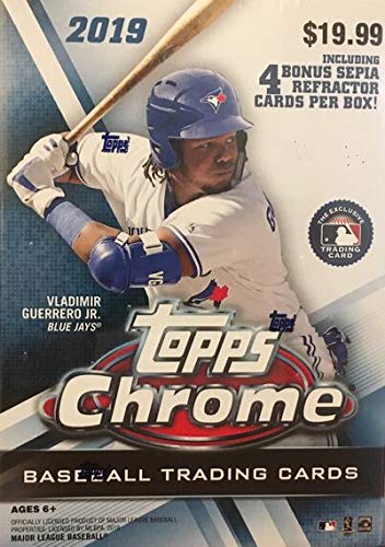 Product Cover Topps 2019 Chrome Baseball Retail Blaster Box (8 Packs/4 Cards: 4 Sepia Refractors)