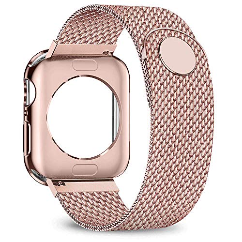 Product Cover jwacct Compatible for Apple Watch Band with Screen Protector 38mm 40mm 42mm 44mm, Soft TPU Frame Case Cover Bumper Compatible for iwatch Series 1/2/3/4/5 Pink Gold