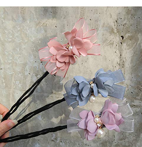 Product Cover 3Pcs Magic Hair Bun Maker Flower Bow Pearl Donut Bun Maker for Women DIY Hair Style Curler Accessories