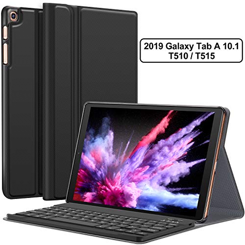 Product Cover Galaxy Tab A 10.1 2019 Case with Keyboard T510 T515 - Folio PU Leather Stand Case - Magnetically Detachable Wireless Keyboard Case for Samsung Galaxy Tab A 10.1 Inch SM-T510 SM-T515 2019