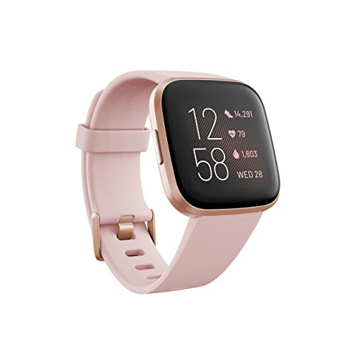 Product Cover Fitbit Versa 2 Health & Fitness Smartwatch with Heart Rate, Music, Alexa Built-in, Sleep & Swim Tracking, Petal/Copper Rose, One Size (S & L Bands Included)