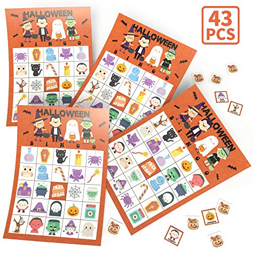 Product Cover KD KIDPAR Halloween Bingo Cards Game Set for Kids and Whole Family - 32 Players, Reusable and Easy Read