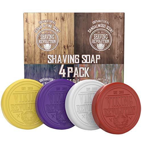 Product Cover Shaving Soap for Men - Shave Soap for Use with Shaving Brush and Bowl for Smoothest Wet Shave - 4 Pack Variety, Each Pack 2.5oz