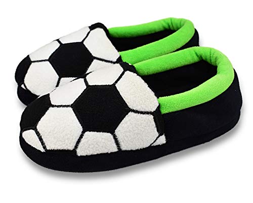 Product Cover Tirzrro Little Kids Big Boys Warm Slippers with Soft Memory Foam Slip-on Indoor Football Slippers