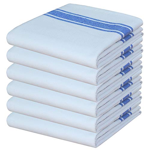 Product Cover Home Colors Cotton Super Absorbent and Quick Dry Hand Towels (White with Blue stripes, 17 x 27 inch) - Pack of 6