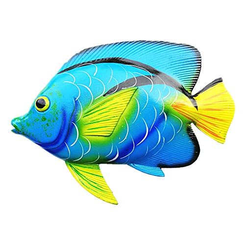 Product Cover JHhomezeit 11inches Large Tropical Fish Wall Art Decor Sculpture Hanging for Indoor Bedroom Living Room Outdoor Garden - Gifts Idea for Best Friends