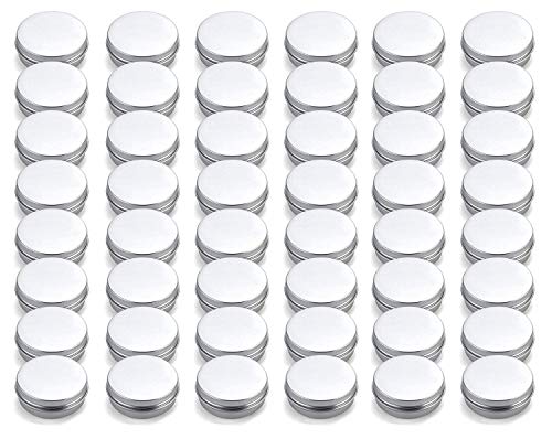 Product Cover Tosnail 48 Pack 2 oz. Aluminum Round Lip Balm Tin Containers with Screw Thread Lid - Great for Spices, Candies, Tea or Gift Giving