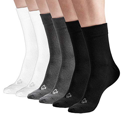 Product Cover Sheebo 6 Pairs Womens/Mens High Ankle Solid Color Cotton Crew Socks, Unisex Socks (Black, Gray, White, Medium)