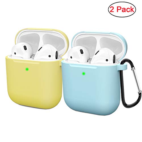 Product Cover Compatible AirPods Case Cover Silicone Protective Skin for Apple Airpod Case 2&1 (2 Pack) Yellow/Blue