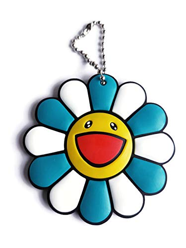 Product Cover SaveALL Murakami Cheerfulness Blue-White Color Flake Sunflower Keychain Brooch pin Kitchen Wall Decor Plush Toy Cute Smile Great for Decoration Cell Phones Backpacks Jeans Jackets and More 2
