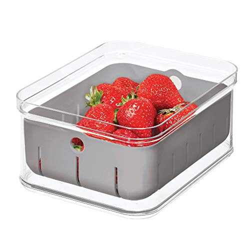 Product Cover iDesign Crisp Plastic Refrigerator and Pantry Modular Bin with Removable Inner Basket Perfect for Washing Berries, Fruit, Vegetables, BPA Free, 8.32