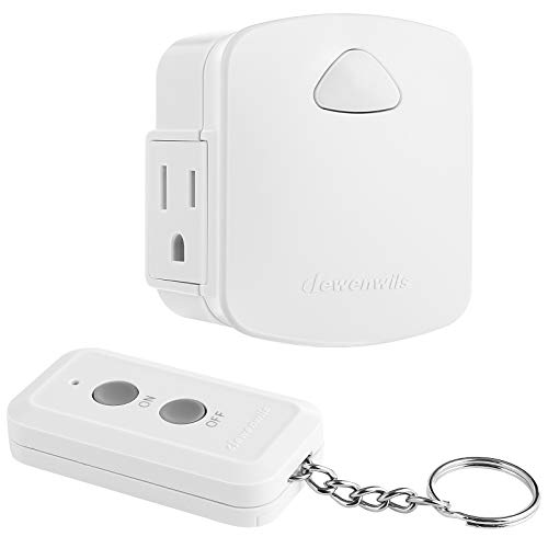 Product Cover DEWENWILS Remote Control Outlet, Wireless Remote Light Switch, 15A/1875W, 100 FT Range, Programmable, Low Profile Side Plug, White (1 Remote + 1 Outlet Set)