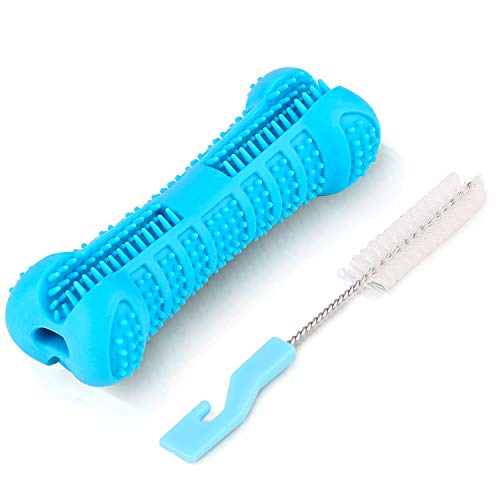 Product Cover DOGIDOLI Dog Toothbrush Stick Blue Dog Chew Toys Bone Bite Resistant Natural Long-Lasting Silicone Toothbrush for Cleaning Small and Medium Dog Teeth Highly-Effective Dental Care for Dog Teeth