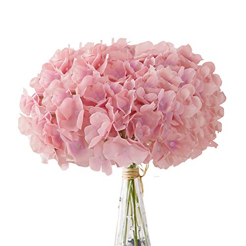 Product Cover Aviviho Hydrangea Silk Flowers Heads Pack of 10 Full Hydrangea Flowers Artificial with Stems for Wedding Home Party Shop Baby Shower Decor (Dusty Rose Pink)