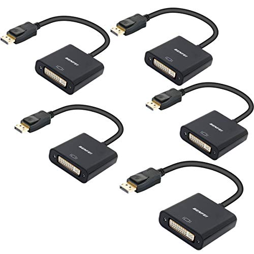 Product Cover DisplayPort to DVI DVI-D Single Link Adapter 5 Pack, Benfei Display Port to DVI Converter Male to Female Black Compatible for Lenovo, Dell, HP and Other Brand
