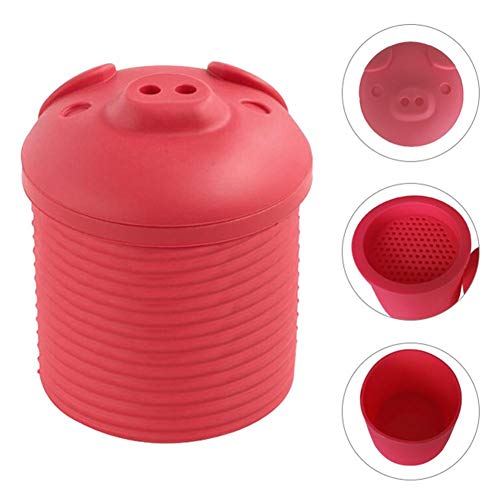 Product Cover Sanmubo Cartoon Pig Shaped Silicone Bacon Grease Leacher Bacon Grease Collector Bacon Grease Storage Container Bin Bacon Grease Strainer and Collector, Red
