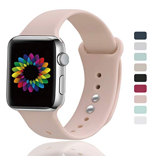 Product Cover UPOLS Compatible for Apple Watch Band 38mm 40mm 42mm 44mm Women Men, Soft Silicone Sport Band, Strap Compatible for iWatch Series 4/3/2/1, S/M M/L