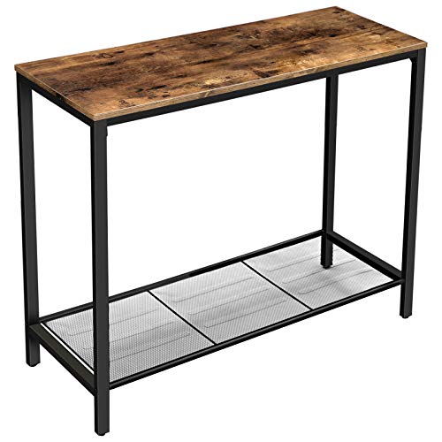 Product Cover VASAGLE INDESTIC Console Table, Sofa Table, Entryway Table with Metal Mesh Shelf, 39.4 x 13.8 x 31.5 Inches, for Hallway, Entryway, Living Room, Industrial Rustic Brown ULNT86X