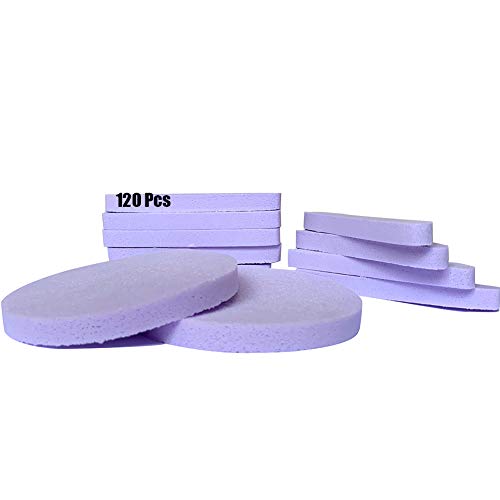 Product Cover Facial Sponge Compressed,120 Count PVA Professional Makeup Removal Wash Round Face Sponge Pads Exfoliating Cleansing for Women,Purple