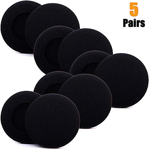 Product Cover CoWalkers 5 Pairs 2 Inch(50 mm) Quality Replacement Foam Pad Earpad Cover Cushion for Sennheiser PX100 Sony MDR-G57 Headphones(Black)