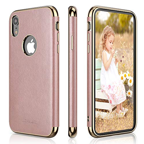 Product Cover LOHASIC iPhone XR Case, Slim Fit Luxury Leather Pretty Girly Pink Cover Flexible Soft Grip Non-Slip Bumper Full Body Shockproof Protective Phone Cases for Apple iPhone XR (2018) 6.1