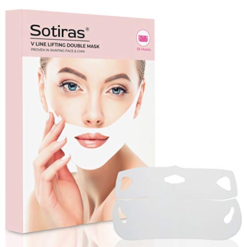 Product Cover V Shaped Slimming Face Mask | Double Chin Reducer for Firming Moisturizing & Contour Lifting | Instant Lift Strap Wrinkles Remover | V-Line Beauty Band Patch with Collagen Vitamin E & C - 5 Pack