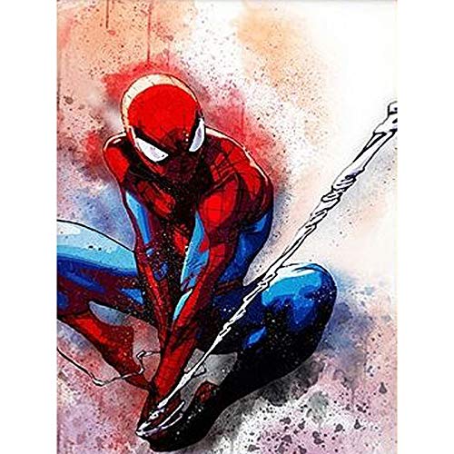 Product Cover Full Drill Diamond Painting Spiderman by Number Kits,5D DIY Diamond Embroidery Crystal Rhinestone Cross Stitch Mosaic Paintings Arts Craft for Home Wall Decor(12X16inch)