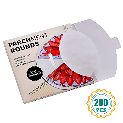 Product Cover Katbite Parchment Paper Rounds - 200, 9 Inch, 6''8''10''12'' Parchment Rounds for Cake Baking, Air Fryer