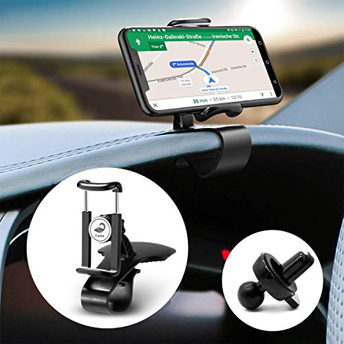 Product Cover Car Phone Holder, Cutier 2 in 1 Dashboard Car Cell Phone Holder and Air Vent Car Phone Mount, 360-Degree Rotation Adjustable Mobile Clip Stand Suitable for 4 to 7 inches Smartphones