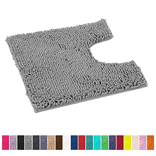 Product Cover LuxUrux Bath Mat, U-Shaped Contoured Rug for Around Toilet, Super Absorbent Shaggy Bath Rug. Machine Wash & Dry (20 x 23, Light Grey)