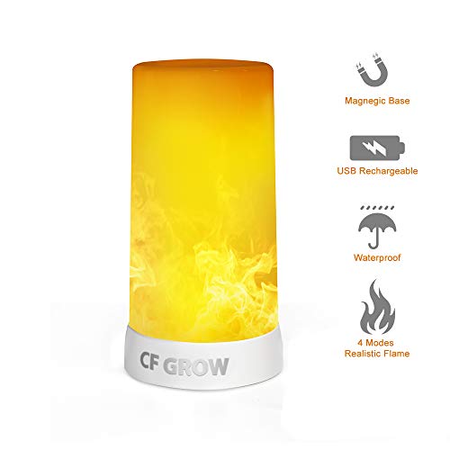 Product Cover LED Flame Effect Light, CFGROW USB Rechargeable Flame Table Lamp,Waterproof Flame Lights with Magnegic Base, 4 Modes Upside Down Effect Flame Lamp for Festival/Hotel/Bar Party Decoration