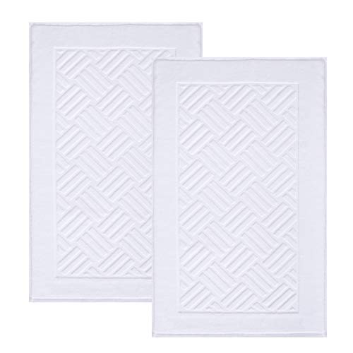 Product Cover TOMORO Luxury Bath Mat Towels - 2 Pieces Cotton Absorbent Hotel Spa Shower Floor Towel Set for Bathroom with Non-Slip Rug Pad 20 x 32 inches