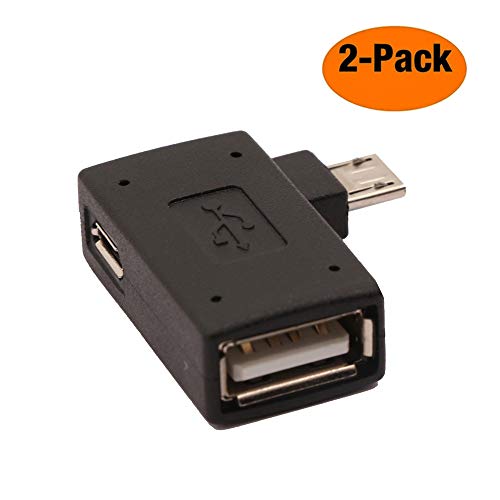 Product Cover AuviPal 2-in-1 Powered Micro USB OTG Adapter 90 Degree Right Angled with Micro USB Power Charging Port for Streaming TV Stick, S/NES Classic Mini, Sega Genesis, Android Phone or Tablet - 2 Pack