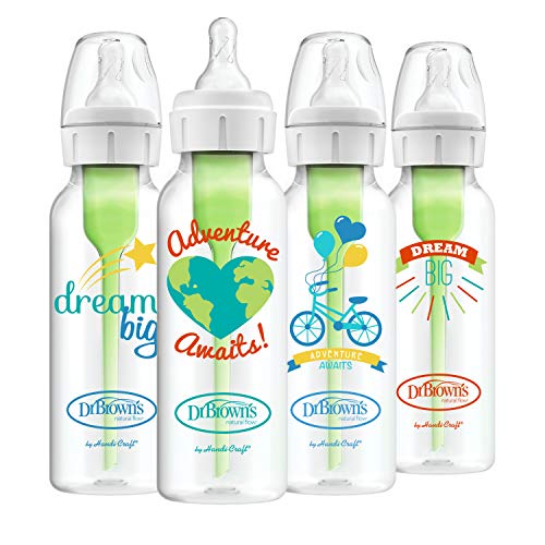 Product Cover Dr. Brown's Options + Baby Bottles, 8 Ounce, Narrow Bottle,Dream/Adventure, 4 Count