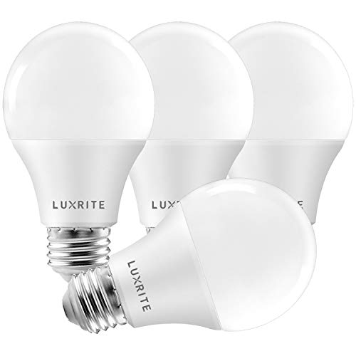 Product Cover Luxrite A19 LED Bulb 75W Equivalent, 1100 Lumens, 5000K Bright White, Dimmable Standard LED Light Bulbs 11W, Enclosed Fixture Rated, Energy Star, E26 Medium Base - Indoor and Outdoor (4 Pack)