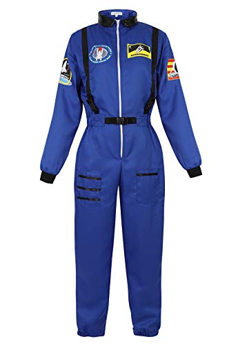 Product Cover Zhitunemi Adult Halloween Astronaut Costume for Women Dress Up Clothes Space Fancy Jumpsuit Cosplay Onesie Costume