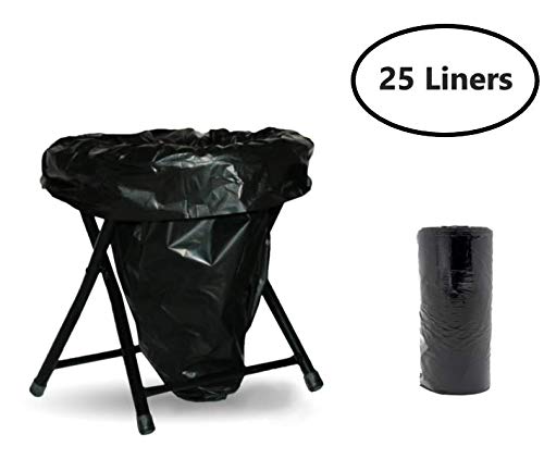 Product Cover Trail Essentials Toilet Liners; Hygienic, Leak-Proof, Odor Free, Compatible with Camping Commodes and Portable Toilets, Black Opaque Color- Roll of Liners in Convenient Carry Case (25 Liners)