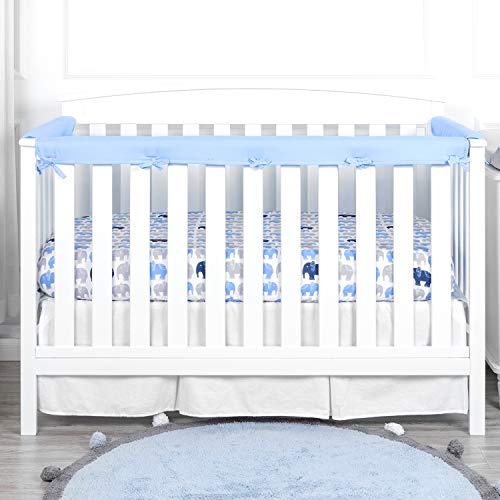 Product Cover TILLYOU 3-Piece Padded Baby Crib Rail Cover Protector Set from Chewing, Safe Teething Guard Wrap for Standard Cribs, 100% Silky Soft Microfiber Polyester, Fits Side and Front Rails, Blue