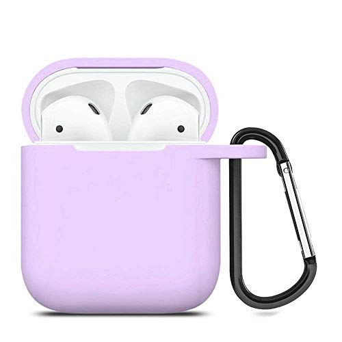 Product Cover ZALU Compatible for AirPods Case with Keychain, Shockproof Protective Premium Silicone Cover Skin for AirPods Charging Case 2 & 1 (AirPods 1, Lavender)