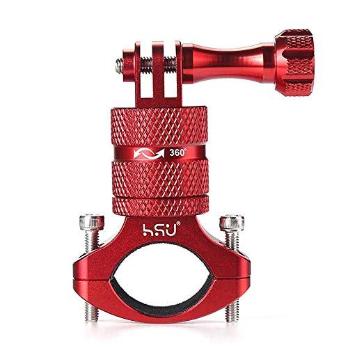 Product Cover HSU Aluminum Bike Bicycle Handlebar Mount for Gopro Hero 8/Hero 7/Hero 6/Hero 5/Hero (2018) Hero5/4 Session SJCAM YI and Other Action Camera,360 Degrees Rotary Mountain Bike Rack Mount (Red)
