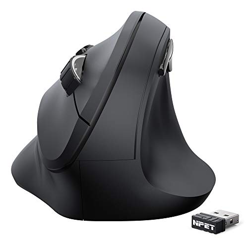 Product Cover NPET VM10 Vertical Wireless Mouse, 2.4G Optical Mouse-Reduce Wrist Pain, 6 Buttons 3 Adjustable DPI 800/1200/1600 Levels Ergonomic Mouse, Better Performance for PC, Desktop, Laptop