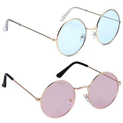 Product Cover Phenomenal Round Unisex Sunglasses pack of 2 (Blue:Pink)