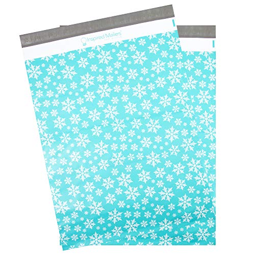 Product Cover Inspired Mailers - Poly Mailers 16x22 - Let it Snow Snowflakes - 50 Pack - 3.15mil Unpadded Holiday Shipping Bags - Christmas Envelopes (16x22, 50 Pack)