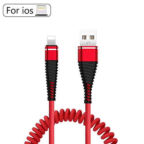 Product Cover ASAY4u, Charging USB Cable, Coiled Phone Charger Cord,3Fet / iOS Devices (Red)