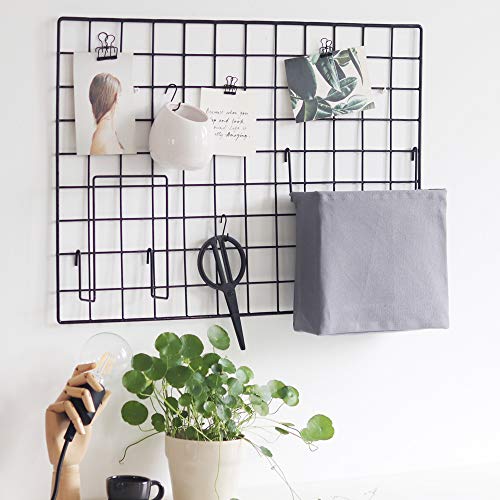 Product Cover BULYZER Grid Wire Board,for Memo Picture Panel Wall Decoration for Room Office Mat Photo Hanging Art Display Frames Desk Storage Organizer,25.6'' x 17.7''(2Pack) (Hard Black)