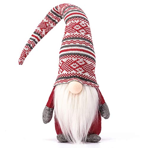 Product Cover Funoasis Holiday Gnome Handmade Swedish Tomte, Christmas Elf Decoration Ornaments Thanks Giving Day Gifts Swedish Gnomes tomte (Red Stripe-19 Inches)