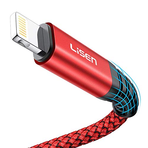 Product Cover LISEN iPhone Charger Cable 6ft, Apple MFi Certified Lightning to USB-A Cable, Nylon Braided USB Fast Charging Cord Compatible with iPhone 11 / X/Xs Max/XR / 8/7/ 6 / Plus iPad (Red)