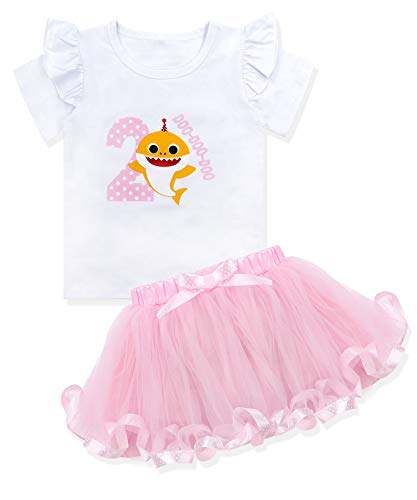 Product Cover Baby Girls Shark Doo Doo Doo Romper + Tutu Dress 2nd Birthday Outfit Set